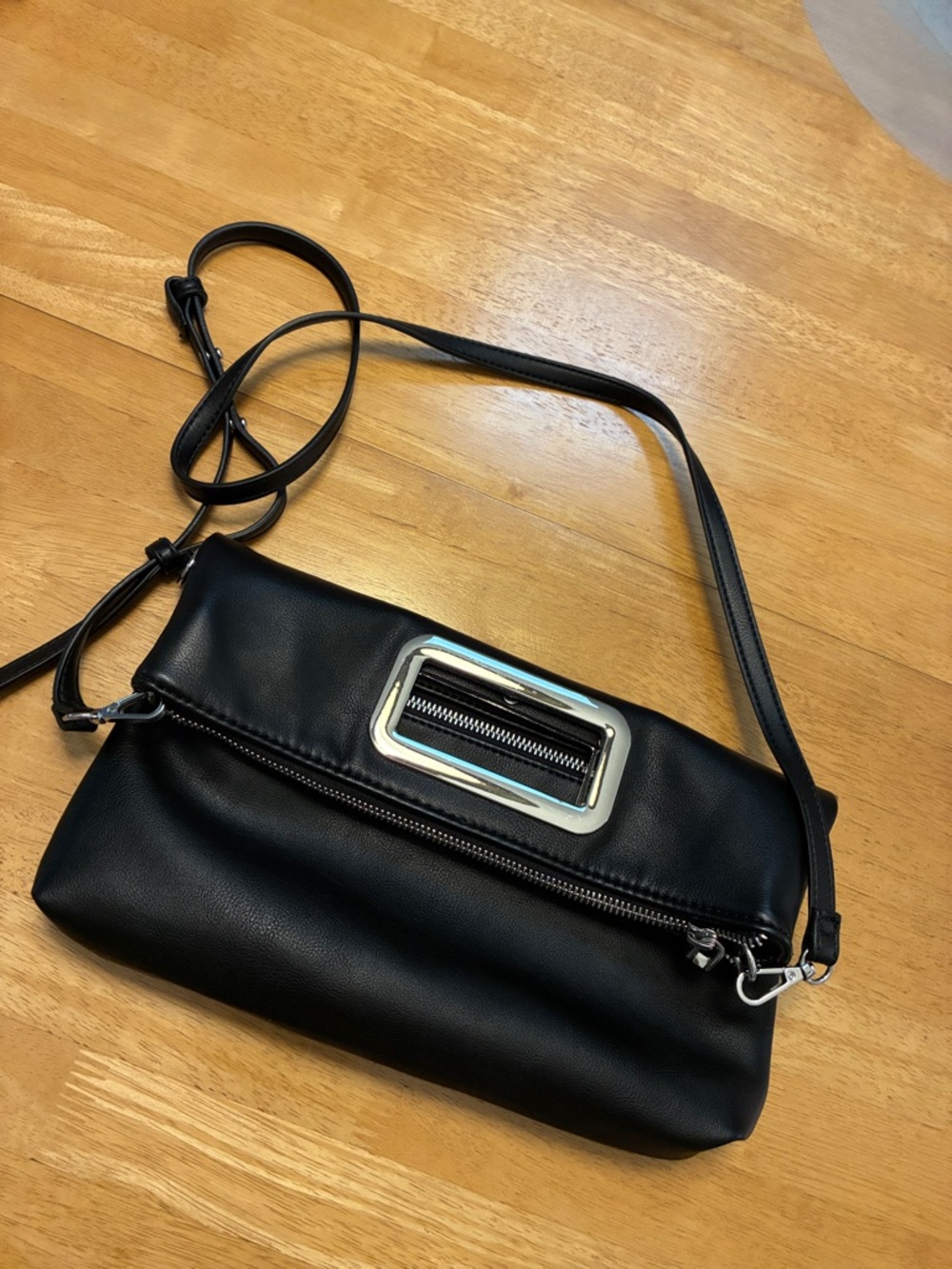 INC International Concepts Black Crossbody with Silver-Tone Accent